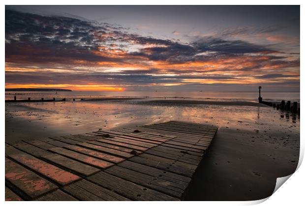 Spectacular sunrise at Shanklin  Print by Michael Brookes