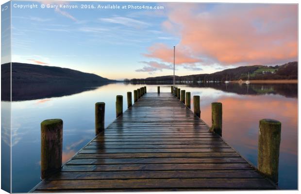 Coniston Sunrise At The Jetty Canvas Print by Gary Kenyon