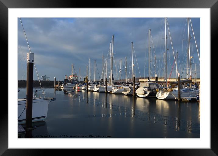 Frosty view from Largs Marina towards Great Cambra Framed Mounted Print by Grant Lewis