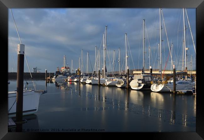 Frosty view from Largs Marina towards Great Cambra Framed Print by Grant Lewis