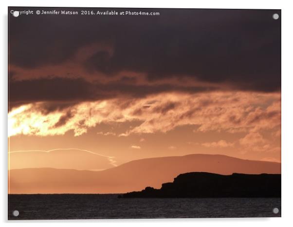 Sunset over Skye and Longa Acrylic by Jennifer Henderson