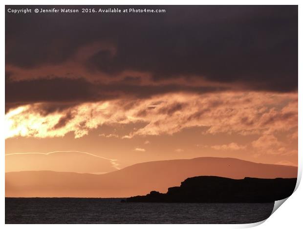 Sunset over Skye and Longa Print by Jennifer Henderson