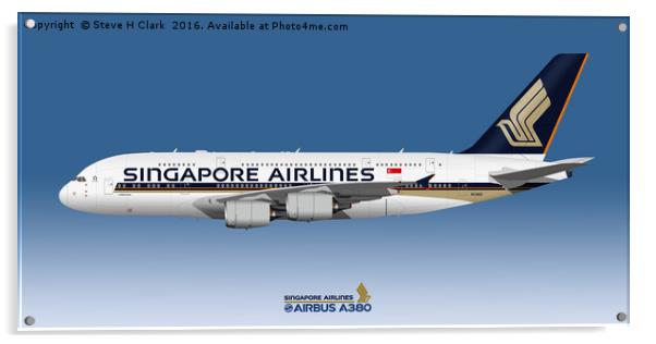 Illustration of Singapore Airlines Airbus A380 Acrylic by Steve H Clark