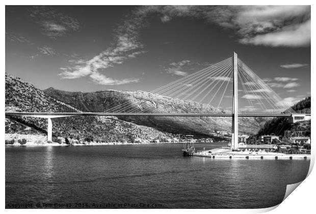 Franjo Tuđman Bridge - B&W Print by Tom Gomez