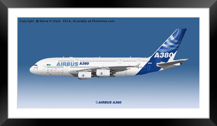 Illustration of Airbus A380 In House 2010 Framed Mounted Print by Steve H Clark