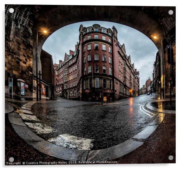 Newcastle street scene Acrylic by Creative Photography Wales