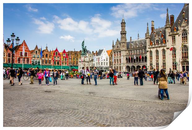 Bruges Market Square Print by Patrycja Polechonska