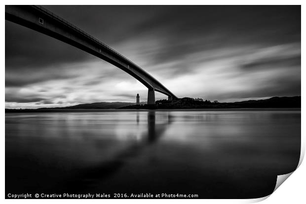 Skye Bridge Lighthouse Print by Creative Photography Wales
