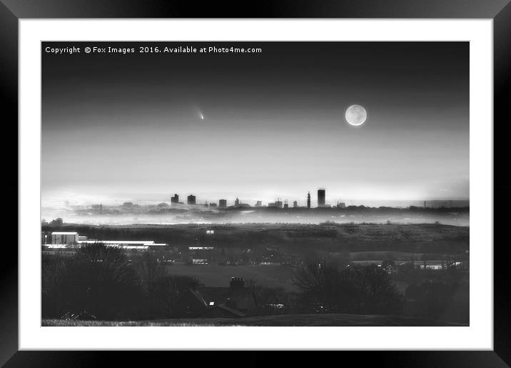  Moon over Manchester Framed Mounted Print by Derrick Fox Lomax