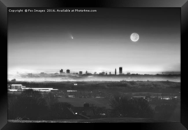  Moon over Manchester Framed Print by Derrick Fox Lomax