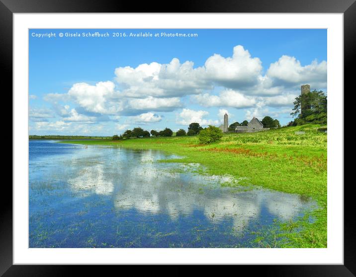 The Shannon Riverbanks at Clonmacnoise Framed Mounted Print by Gisela Scheffbuch
