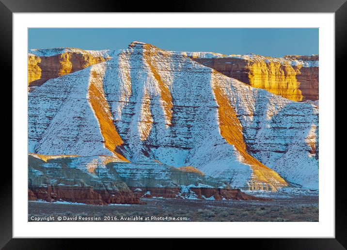 Snow on San Rafael Swell Framed Mounted Print by David Roossien