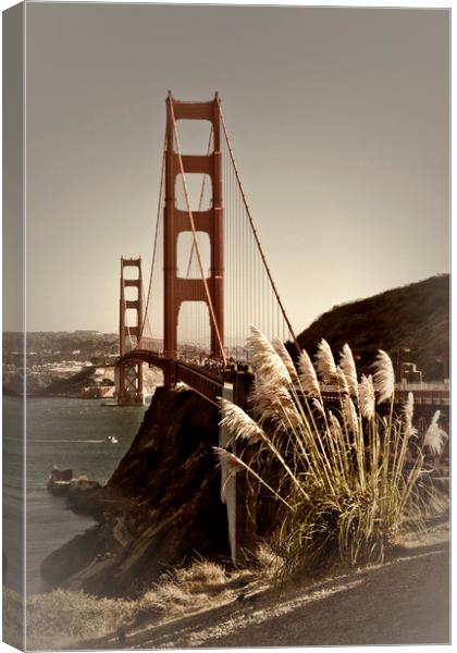 Urban Golden Gate Bridge Canvas Print by Melanie Viola