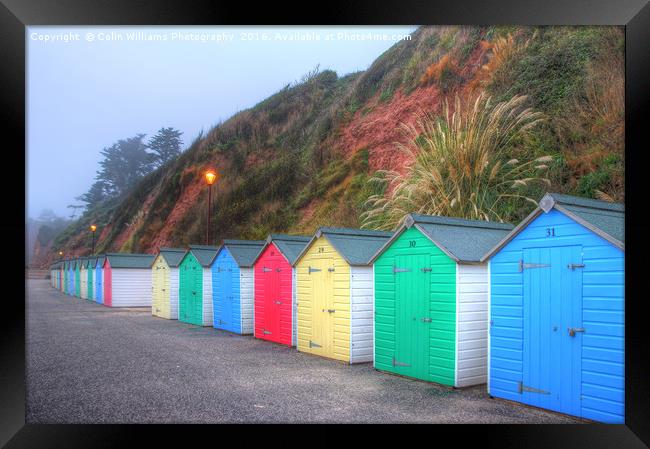 Beach huts in the Mist Framed Print by Colin Williams Photography