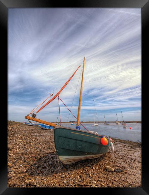 Low tide boats. Framed Print by Peter Towle