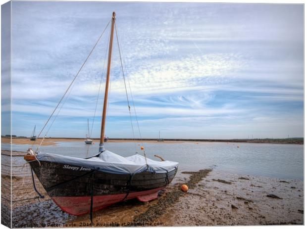 Low tide,Wells-next-the-Sea Canvas Print by Peter Towle