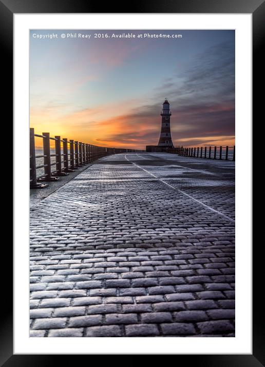 Sunrise at Roker Pier Framed Mounted Print by Phil Reay
