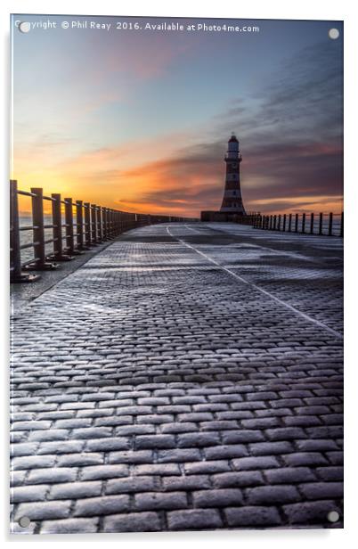 Sunrise at Roker Pier Acrylic by Phil Reay