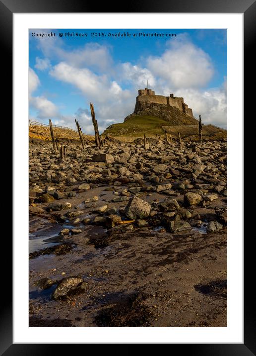 Lindisfarne Castle at low tide Framed Mounted Print by Phil Reay