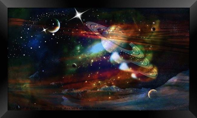 The universe  Framed Print by sylvia scotting