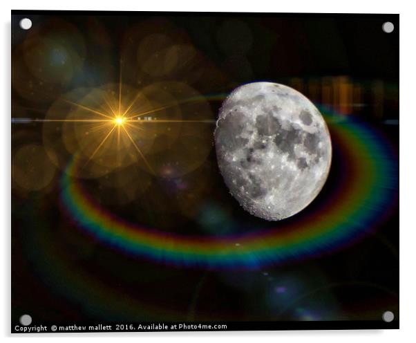 Rainbow Around The Moon Acrylic by matthew  mallett