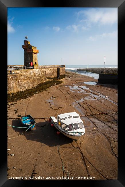 Boats lying at Lynmouth. Framed Print by Paul Cullen