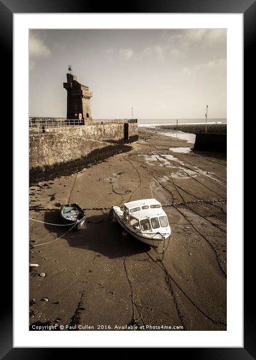 Boats lying at Lynmouth - antique photo effect. Framed Mounted Print by Paul Cullen