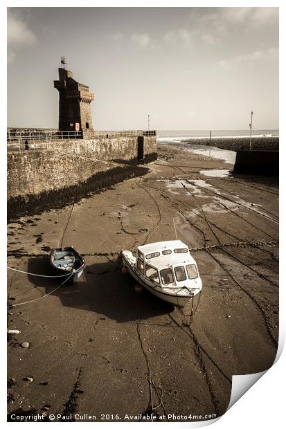 Boats lying at Lynmouth - antique photo effect. Print by Paul Cullen