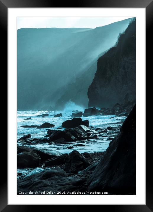 Restless sea at Lynmouth. Framed Mounted Print by Paul Cullen