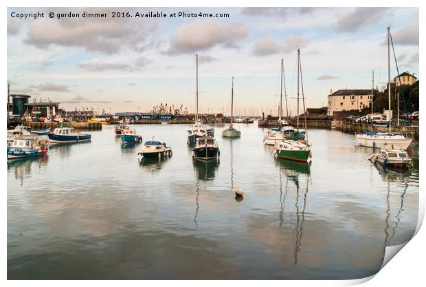 Reflections of Brixham Harbour Print by Gordon Dimmer