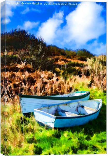 Nestling Fishing Boats Canvas Print by Mary Fletcher