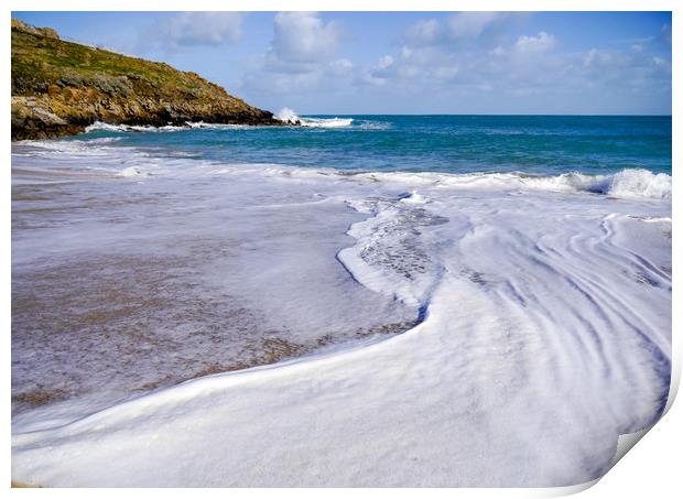Foam Swirl - St Ives Beach Print by Jon Rendle