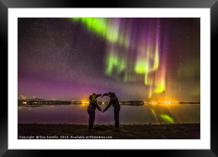 Love Under the Aurora Framed Mounted Print by Dan Santillo