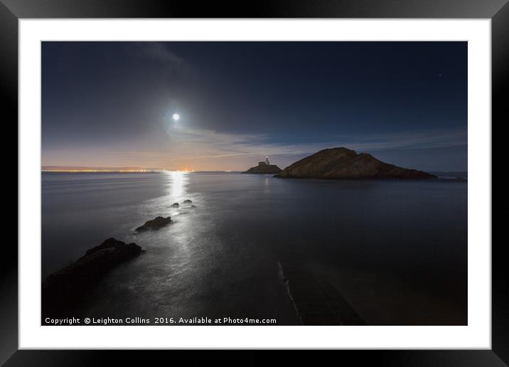 Mumbles by moonlight Framed Mounted Print by Leighton Collins