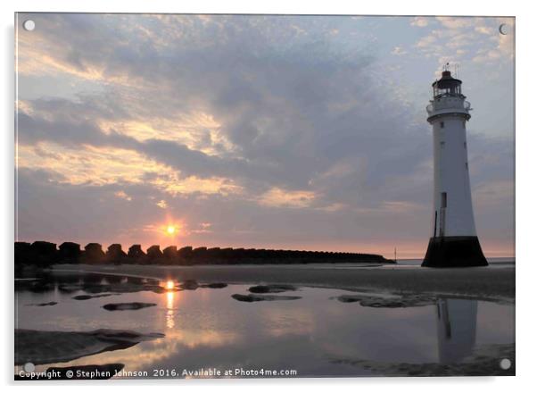 Lighthouse at Sunset Acrylic by Stephen Johnson