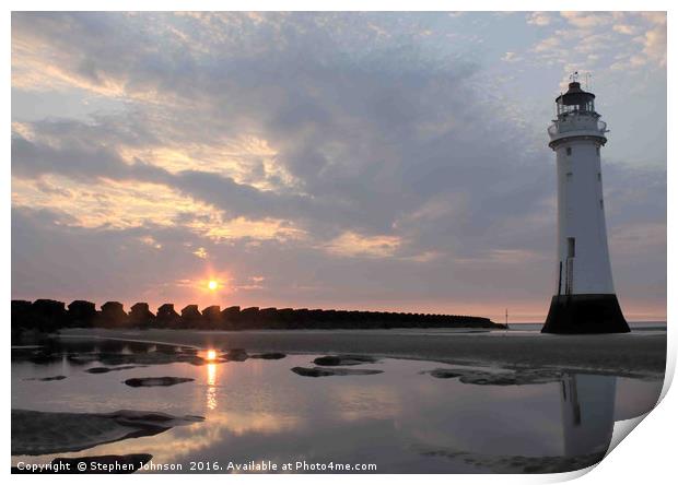 Lighthouse at Sunset Print by Stephen Johnson