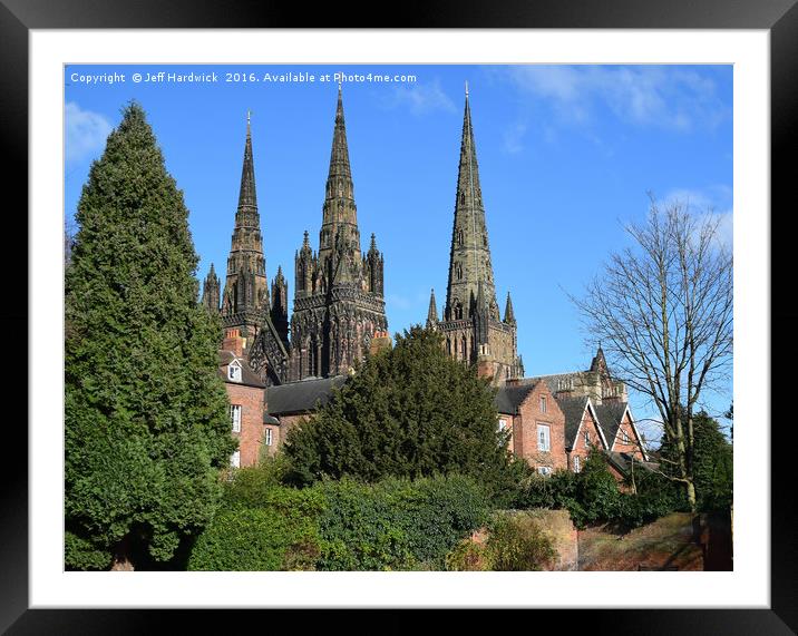 Lichfield three spire Medieval Cathedral. Framed Mounted Print by Jeff Hardwick