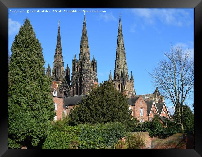 Lichfield three spire Medieval Cathedral. Framed Print by Jeff Hardwick