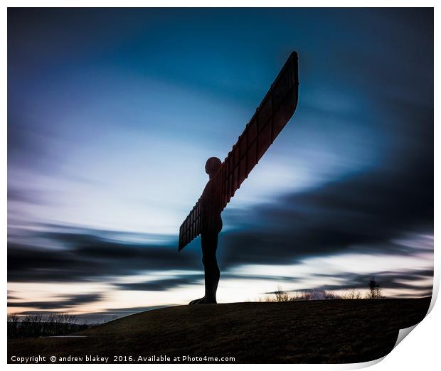 Majestic Angel of the North at Sunset Print by andrew blakey