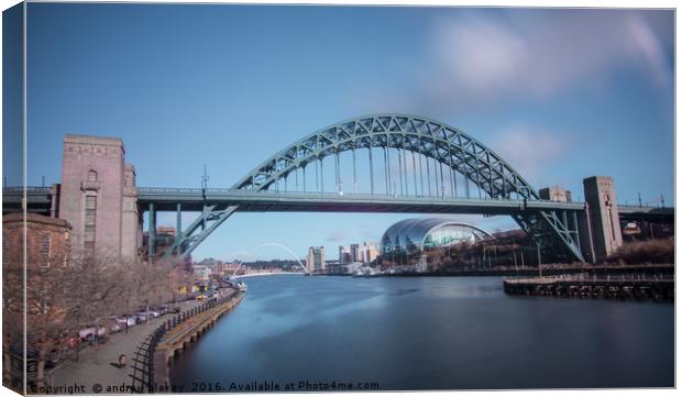 Along From the Swing Bridge Canvas Print by andrew blakey