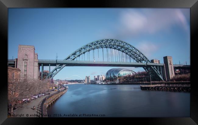 Along From the Swing Bridge Framed Print by andrew blakey