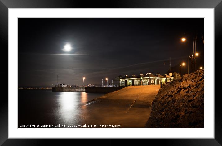 Verdi's cafe by moonlight Framed Mounted Print by Leighton Collins