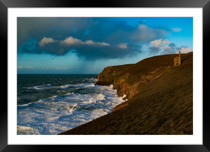 Storm at Wheal Coates Framed Mounted Print by Michael Brookes