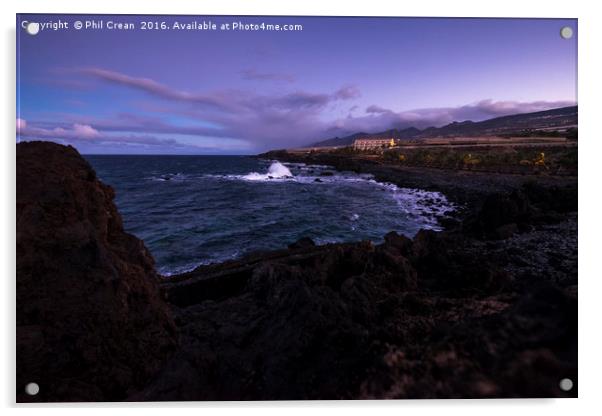 Pre dawn light Tenerife Acrylic by Phil Crean