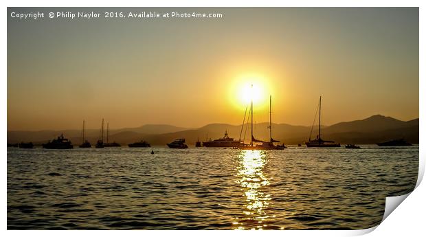 Sunset in St. Tropez Print by Naylor's Photography