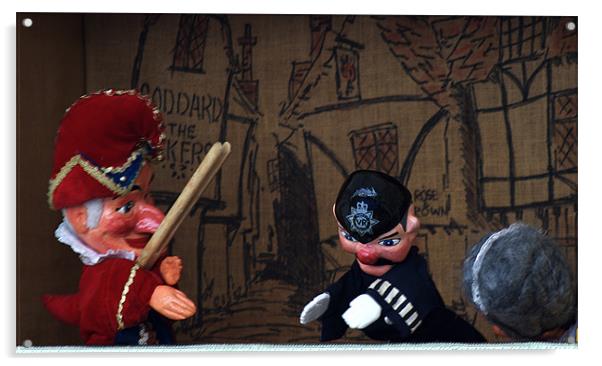 Punch and Judy with the policeman Acrylic by Chris Day