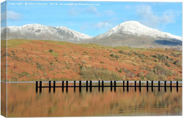 Coniston Fells and Jetty Canvas Print by Gary Kenyon