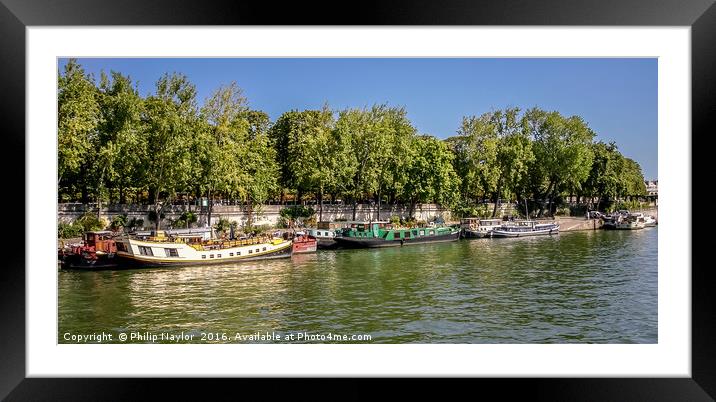 Houseboats on the River Seine Framed Mounted Print by Naylor's Photography