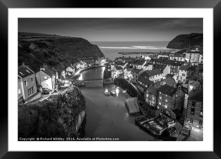 Staithes at Dusk Framed Mounted Print by Richard Whitley