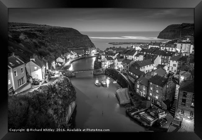 Staithes at Dusk Framed Print by Richard Whitley